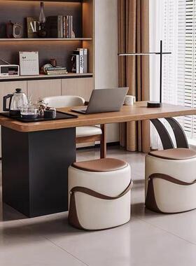 现代简约木茶桌一实体桌岛台家阳台茶用桌组椅合轻VZD奢茶桌小型