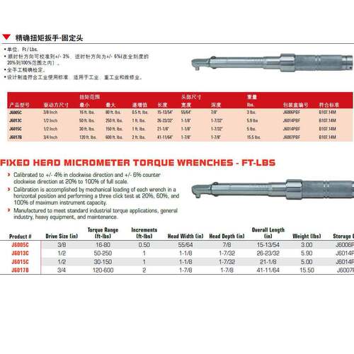 LPT/J8扭力扳方手扭矩扳手136-80FT.LB6005C