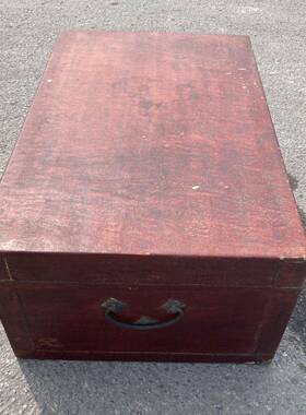 民俗老thu+hlol货怀旧件行老李箱樟国木箱漆盒收藏民古董物家具摆