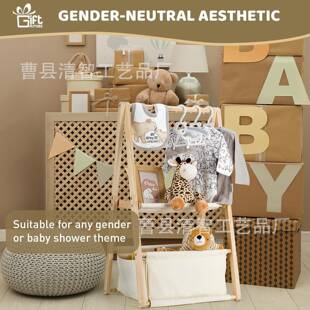 现货木质婴儿洗礼箱储物柜双层婴儿篮婴儿服装架婴儿衣服置物架厂