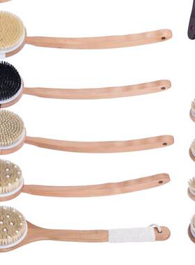 【现货价】厂家长柄浴刷楠竹荷木搓背沐浴刷猪鬃马鬃PP洗澡身体刷