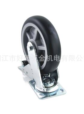 厂直供200X50Rmm重型音双轴HJ802920承弧面黑色静TP工双刹脚轮