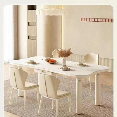 板餐桌餐家用小户型奶现岩代简约风长方形云朵饭油桌91212桌椅组