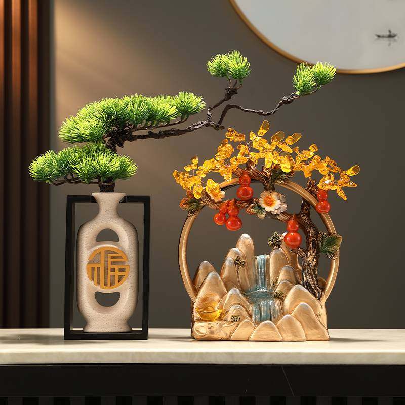 山水摆件葫芦发财树轻奢中式客厅入门玄关电视柜办公室桌装饰,鲜花速递/花卉仿真/绿植园艺,其它园艺用品,淘宝优惠券,粉丝福利购,淘宝优惠卷