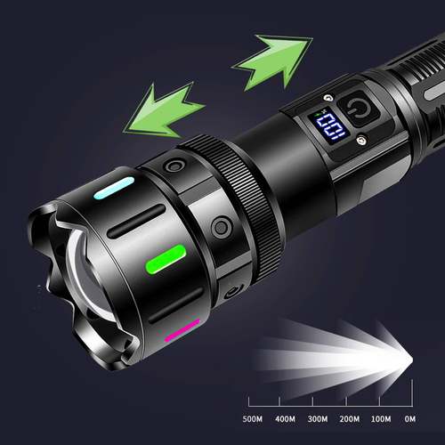 高亮手电筒伸缩变水焦IX6防攻击P手724电筒可头充电便携手电