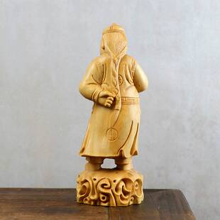 黄杨木雕地主摆件汽车饰品中式人物客厅工艺品木质手把件财主