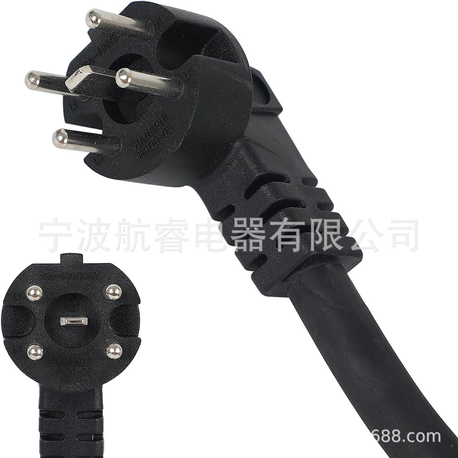 16A 荷兰插头转16A德式转CEE16A连接器 房车充电转接线 400V/415V
