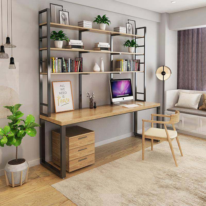 美式LOFT式实木书桌桌书架组合一体办公桌脑633桌台家用卧室写电,美容美体仪器,其它面部美容工具配件,淘宝优惠券,粉丝福利购,淘宝优惠卷