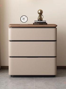 极简款新实木床头柜家用卧室床边柜FXW现头代简三抽加宽收纳床约