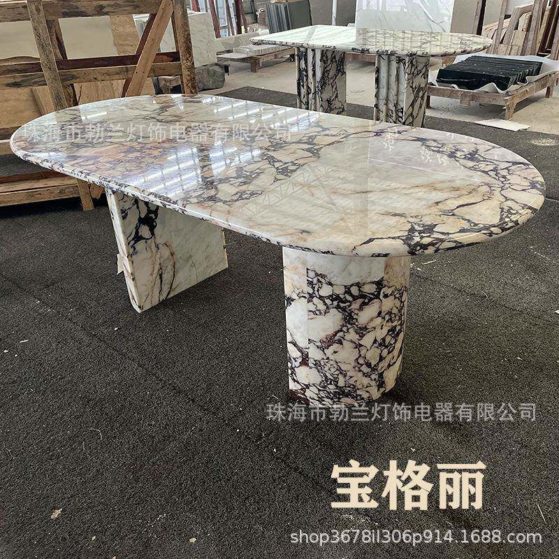 意式极简椭圆形大术无品牌/理石餐桌设计师艺丽格大象白高端创意