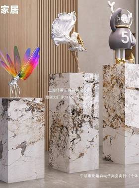 台大理石摆件底座客厅玄岩立板关柱展示电视柜落001地大摆件墩子