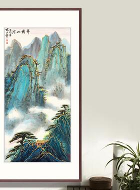 中式玄关装饰画竖幅山厅水客过走廊道落地艺陈大章山入术画户玄关