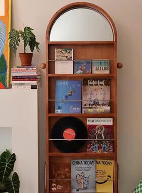 旋报转穿镜移动镜子全身衣家用杂志SVZ架落地书置物架实衣木卧室