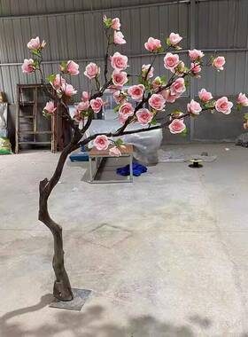 仿真玉兰花树人造树型树酒商场造装饰落地摆件假花艺橱窗装97012