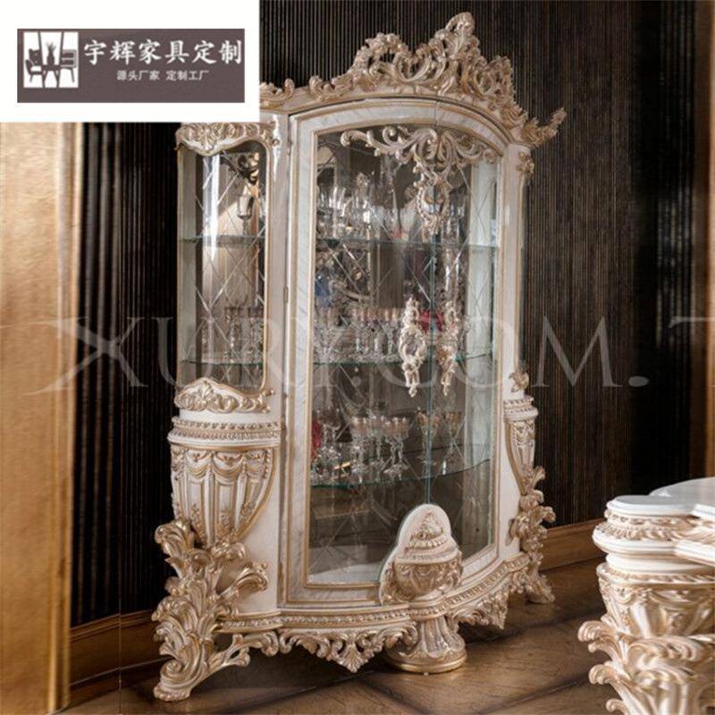 欧式KPO实木雕花双门酒柜法式客厅玻家展柜储物柜别墅示全璃屋具
