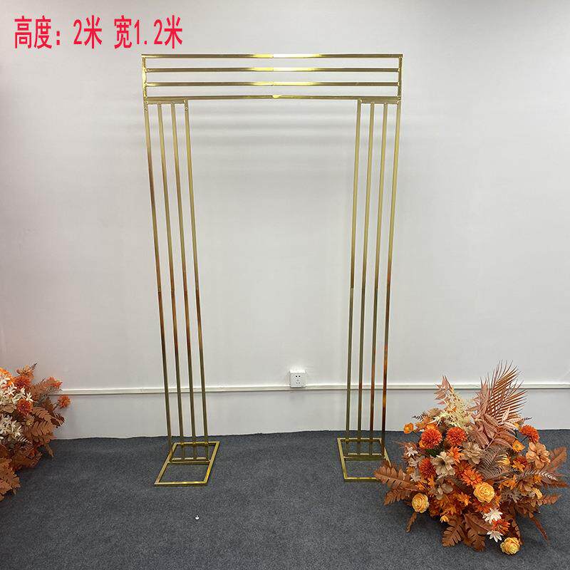 形1年款镀金色背景新架婚庆铁艺道JRF2具户外婚礼装饰方架子屏风