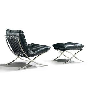 中古风巴塞人罗那椅法油皮蜡客厅单沙发椅极简古设EQN计师懒人休