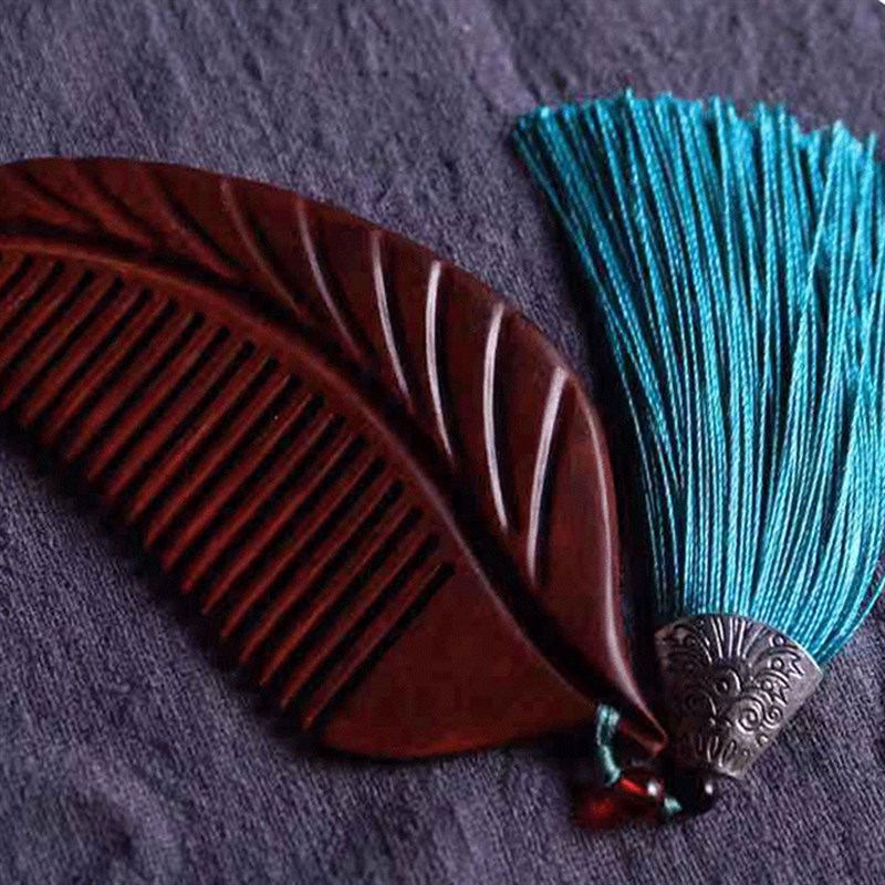 手工天然木梳子檀木防脱发古风精雕图女士木质工艺品礼品梳子