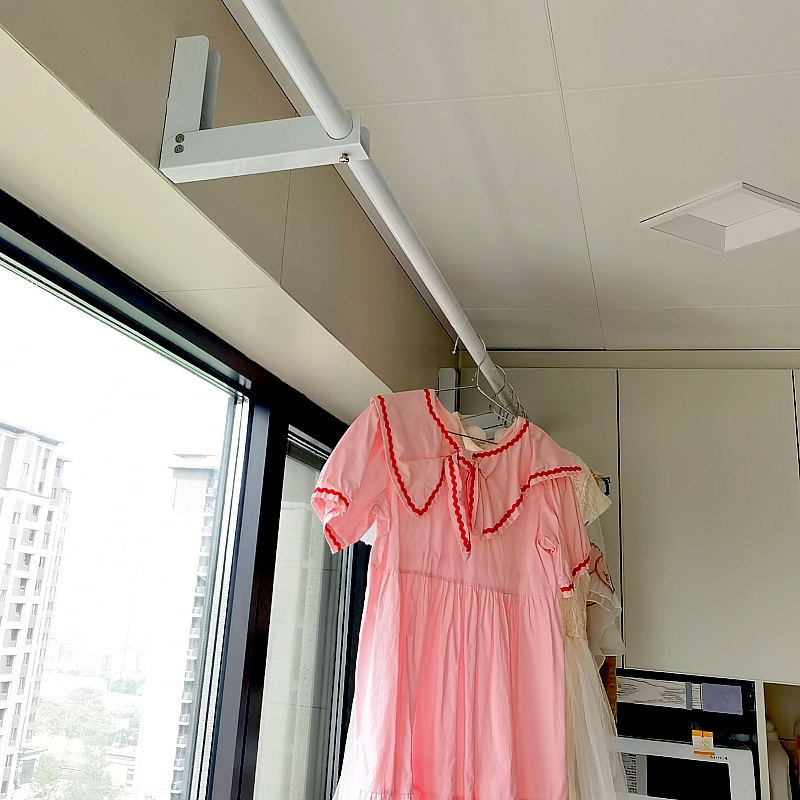 沛晴窗户上方晾衣架窗框折叠凉衣杆横梁晒衣架免打孔阳台简易单杆