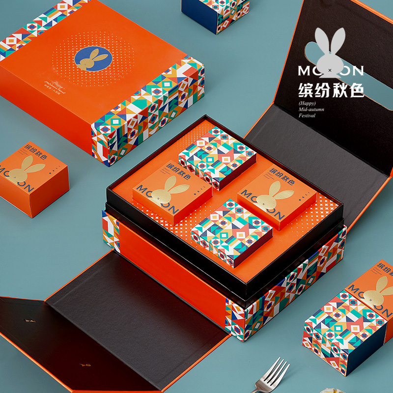 创意中秋节月饼礼盒包装盒高档层8粒手提月饼盒礼品盒空盒定制