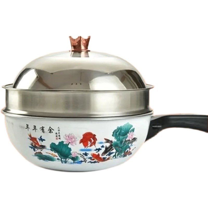 年年有余电炒锅家用多功能炒菜电锅插电爆炒一体式无烟不粘电热煮