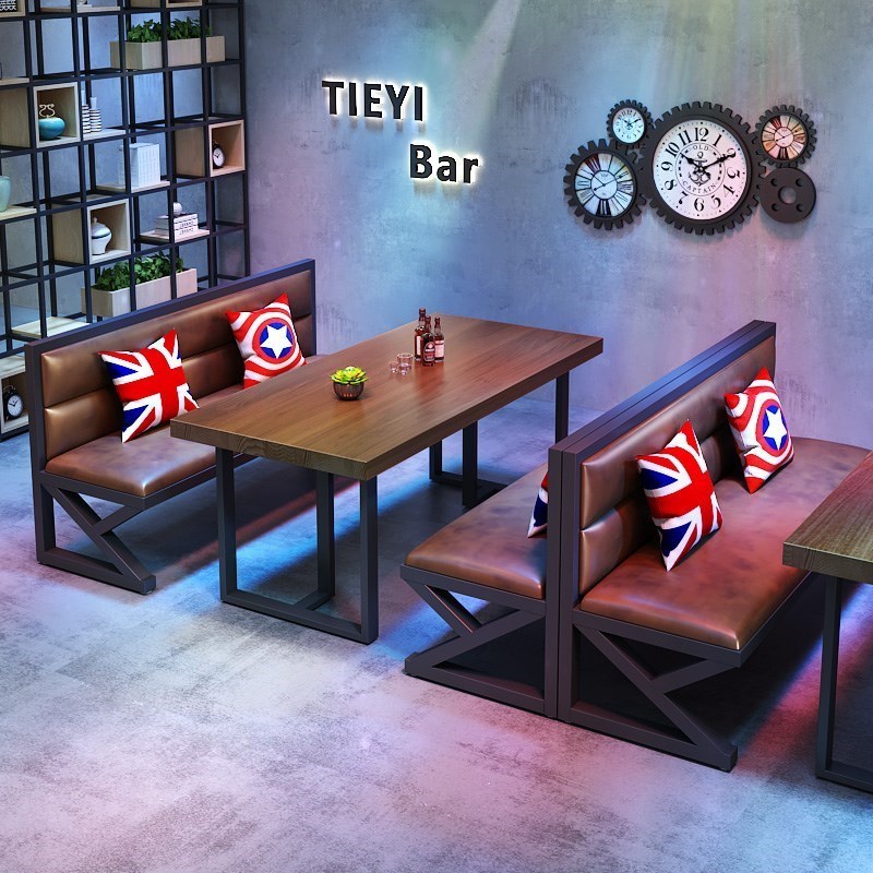 工业风酒吧餐吧西餐厅卡座沙发清吧酒馆火锅烧烤咖啡奶茶店餐桌椅