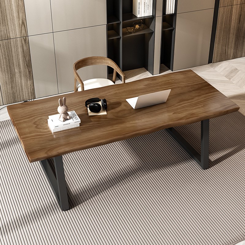 实木台式电脑桌简约现代办公桌洽谈桌工作台原木大板桌长条会议台