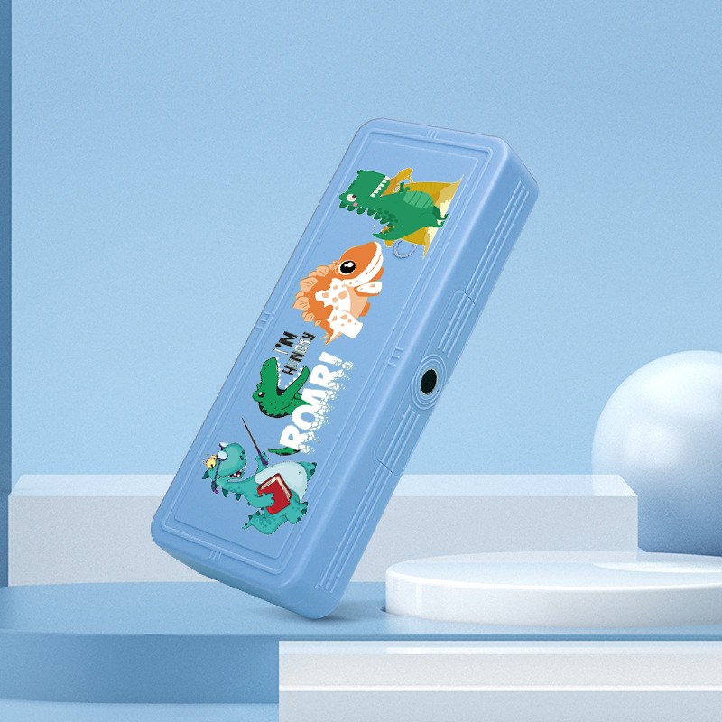 指纹解锁多功能文具盒女孩男孩款202年小学生铅笔盒密码盒