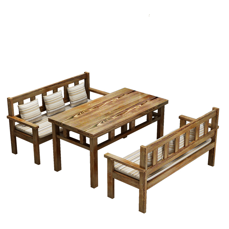 全实木桌椅饭店面馆烧烤小吃店酒吧家用餐桌长方形简约现代