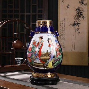 天下四美双耳福桶尊张松茂徐亚凤联袂创作家居摆件陶瓷花瓶收藏