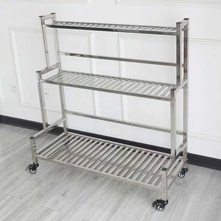 不锈钢大盆花架子落地式多层置物阳台客厅庭院花盆架阶梯式移动轮