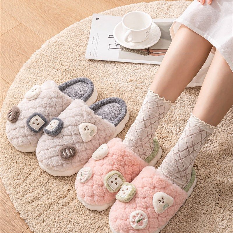 棉拖鞋女士秋冬季室内家居2025新款防滑防臭保暖毛毛绒拖鞋
