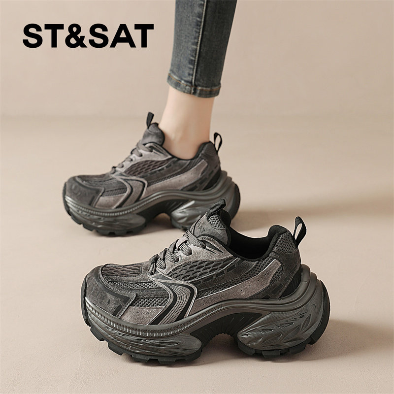 星期六厚底增高休闲鞋2026年新款春季时尚百搭舒适不累脚老爹鞋子