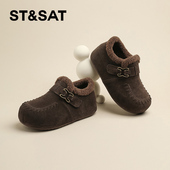 秋冬加绒保暖复古毛毛鞋 星期六舒适勃肯鞋 2025新款 内增高雪地靴子