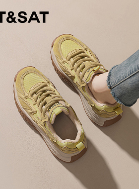 星期六运动鞋2025年秋冬季新款黄色休闲鞋加绒保暖时尚轻便软底鞋