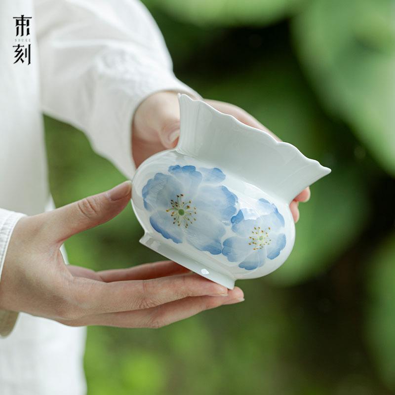 束刻白瓷玉泥纯手绘水孟建水陶瓷茶具配件杯洗笔洗茶洗茶渣水缸废