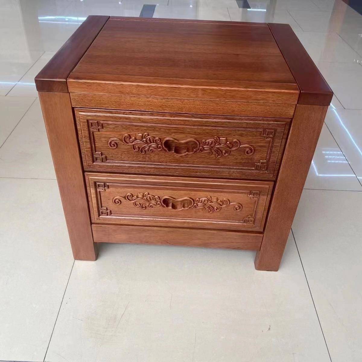 老榆木床头柜实木角柜储物柜收纳柜斗柜现代简约边几抽屉矮柜喷漆