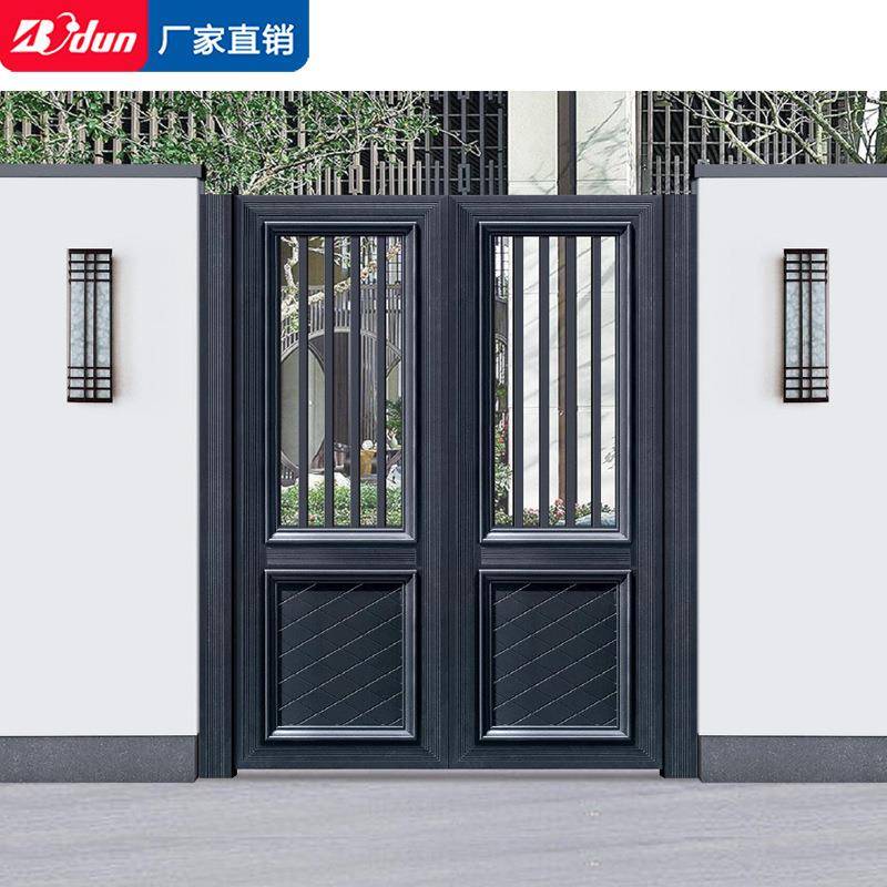 铝艺庭院大门乡村院子小门花园别墅铝合金电动双开小院对移门开门