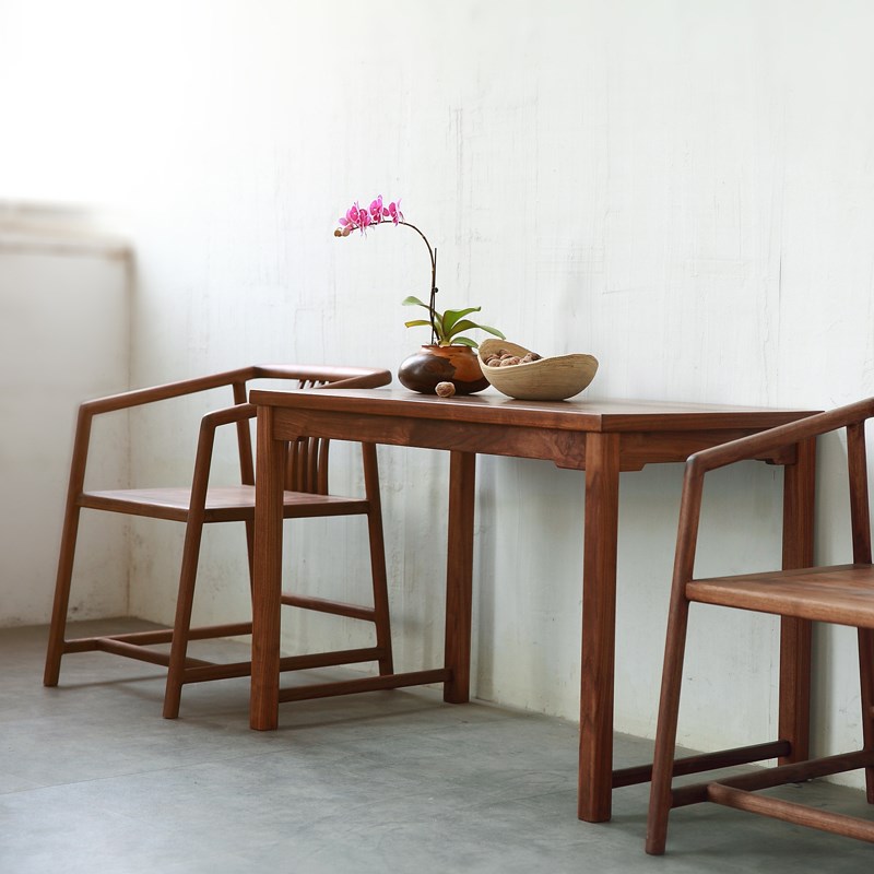 未来日记 实木茶桌阳台桌小桌黑胡桃家具边桌条案方桌原木风桌