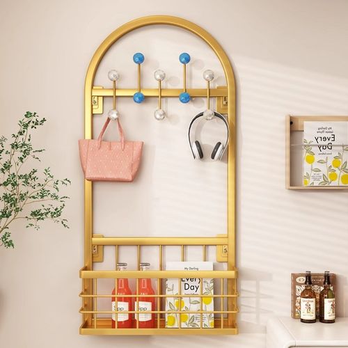 衣帽架入户玄关壁挂式免打孔墙上门后卧室加厚晾衣架室内家用置物