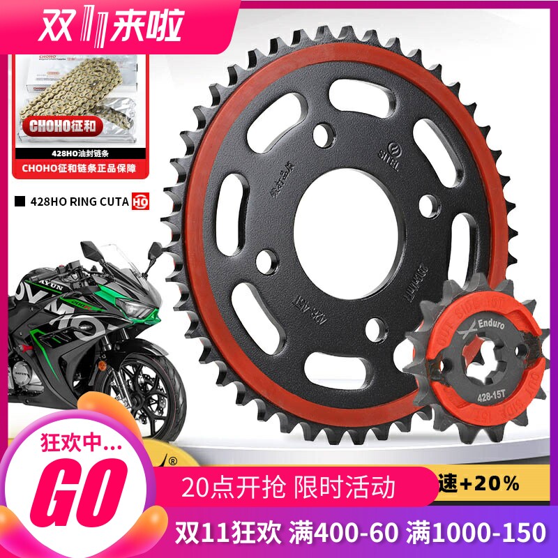 适用大运天錾DY200R DY200-5F仿赛机车大齿盘链轮征和油封链条