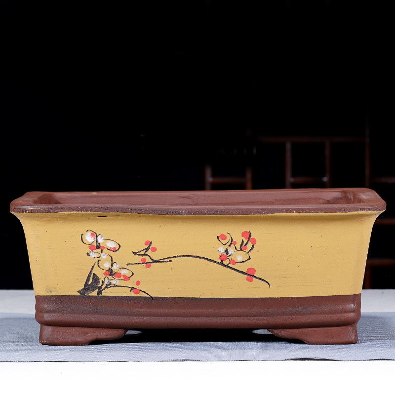 宜兴特大号紫砂花盆长方形马槽盆景盆绿植盆栽种植花盆阳台客厅盆