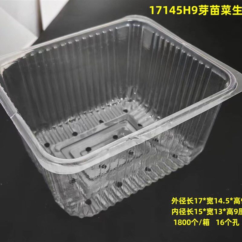 芽菜种植盒尺寸17149带漏水孔水培蔬菜盒带盖子黑豆苗豌豆苗
