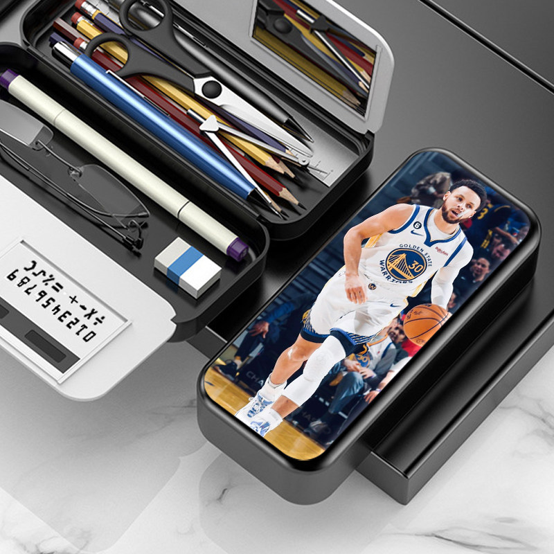 篮球球星库里文具盒男生帅气多功能铅笔男孩儿童笔袋中小学生双层