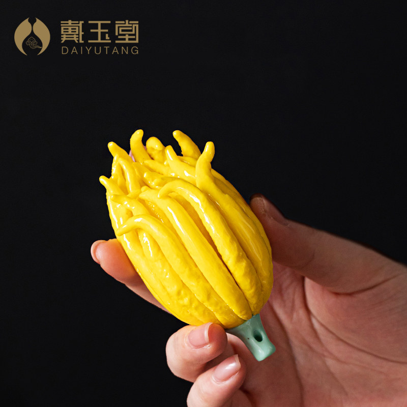 戴玉堂陶瓷摆件《福瓜》佛瓜佛手瓜茶室茶桌佛堂佛桌插香手工装饰