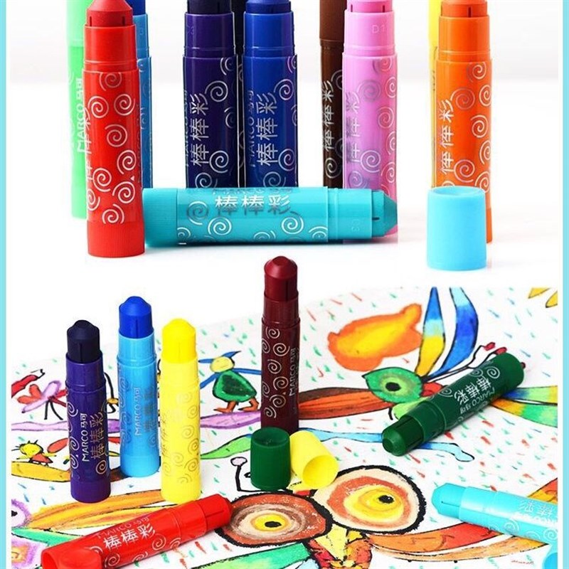 马可00棒棒彩重彩色儿童涂鸦炫彩棒旋转可水洗油画棒蜡笔装