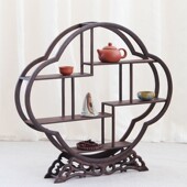 鸡翅木博古架小型实木多宝阁摆件底座茶壶架红木中式 展示架博物架