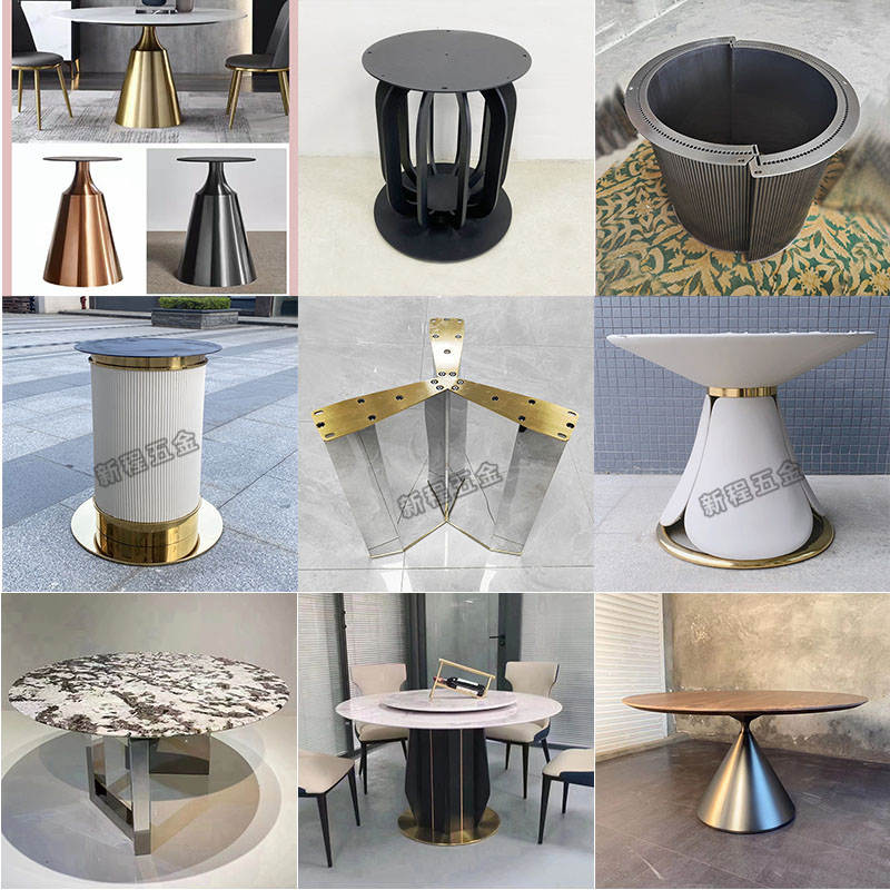 不锈钢餐桌脚桌子腿托架大理石圆形餐台脚支撑架岩板金属桌架底座