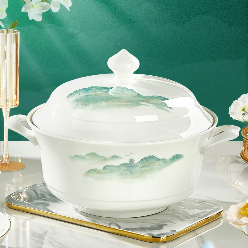 优尊骨瓷超大号汤煲家用带盖2025新款高颜值大容量煲汤炖鸡鸭汤锅