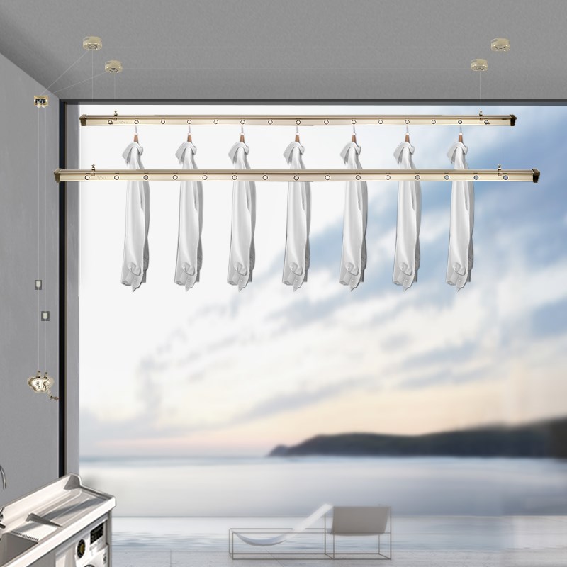 红杏91升降晾衣架室内手摇晒衣架加厚杆阳台自动晾衣杆凉衣架